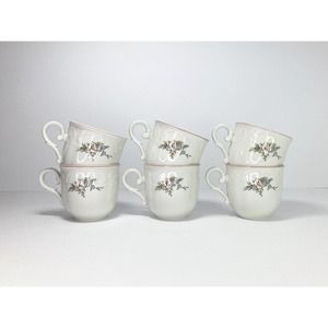 Villeroy & Boch ROSETTE, Set of 6 Porcelain Flat Cups/Teacups, 2 5/8” No Saucers